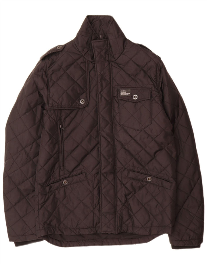 Męska pikowana kurtka wojskowa Jack & Jones UK 38, średni czarny nylon