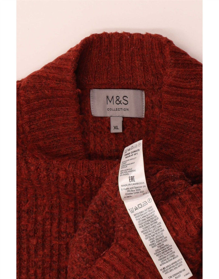 Marks & Spencer Męski sweter z golfem XL, czerwony akryl