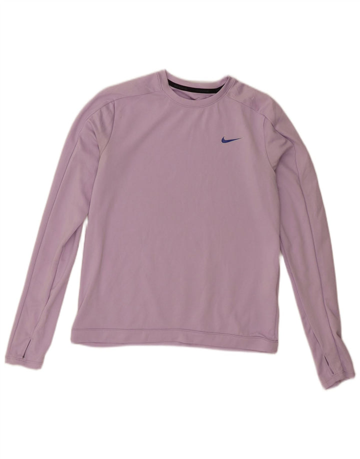 Damska koszulka Nike Dri Fit z grafiką z długim rękawem, UK 10, mały liliowy poliester