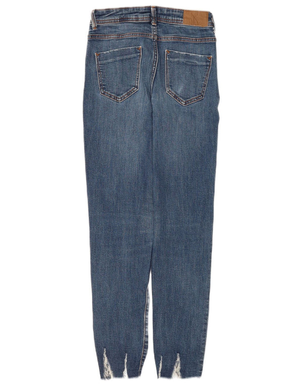 Damskie dżinsy rurki Zara w trudnej sytuacji EU 34 2XS W24 L28 Niebieskie