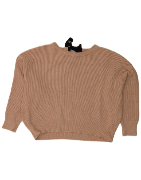 Damski sweter Zara Crop Oversize z dekoltem w łódkę UK 16, duży, beżowy