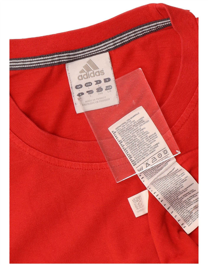 Męski top ADIDAS z długim rękawem, duży, czerwony, bawełniany