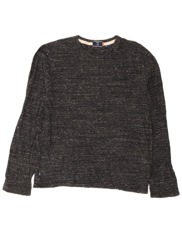 Superdry męski top z długim rękawem, duży, szary, bawełniany w cętki