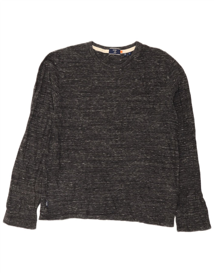 Superdry męski top z długim rękawem, duży, szary, bawełniany w cętki