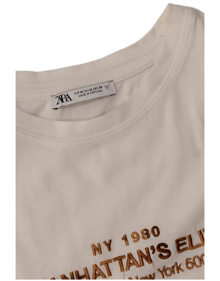 Damska koszulka z grafiką Zara Top UK 12 Medium White