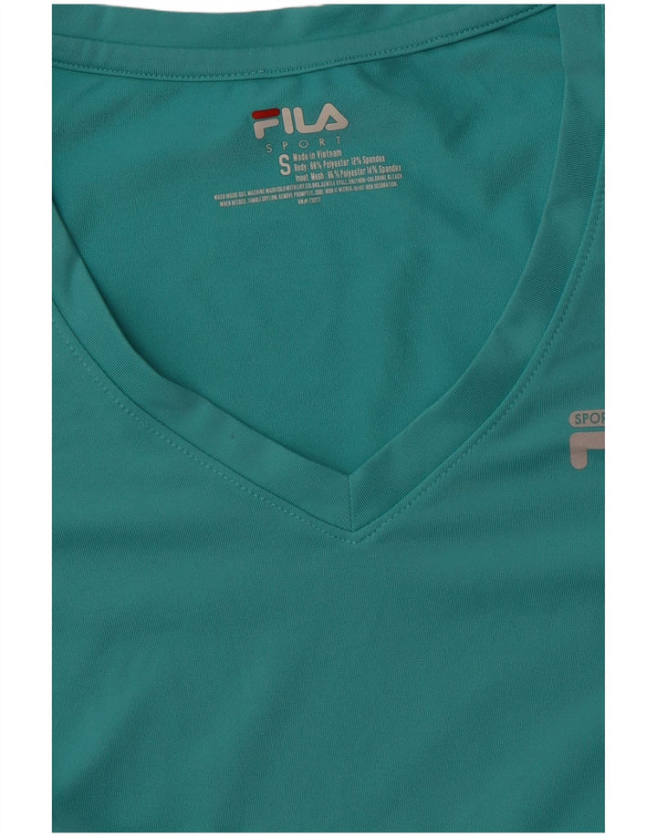 T-shirt damski FILA Top UK 8, mały, turkusowy poliester