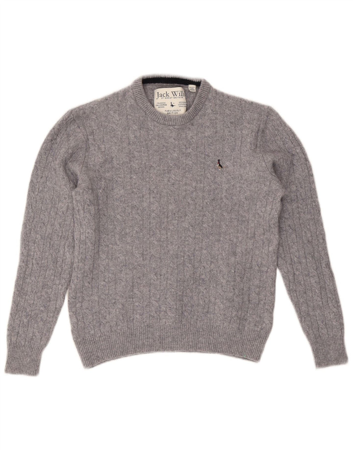Sweter damski Jack Wills z okrągłym dekoltem UK 14, średnioszary, wełniany w cętki