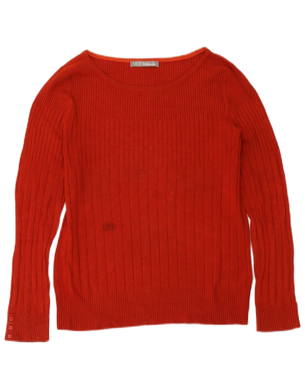 Marks & Spencer Damski sweter z dekoltem w łódkę UK 16, duży, czerwony, wiskoza