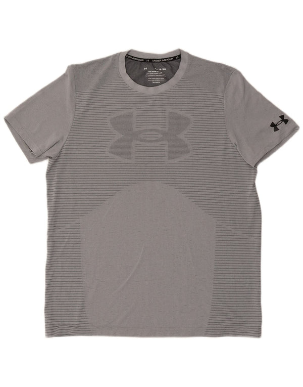 Męska koszulka Under Armour Heat Gear z grafiką, góra XL, szary, prążkowany poliester