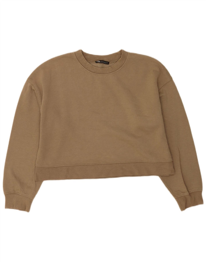 Bluza damska Zara Crop Sweter UK 14 Średnia beżowa bawełna