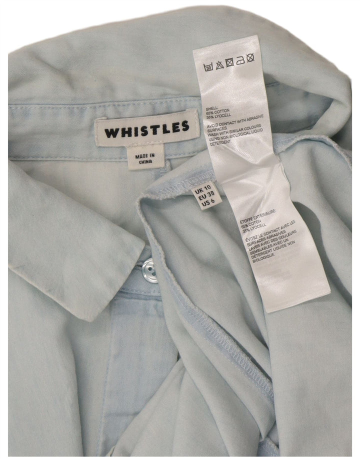 Whistles Damska luźna sukienka koszulowa z pulowerem UK 10, mała, niebieska bawełna