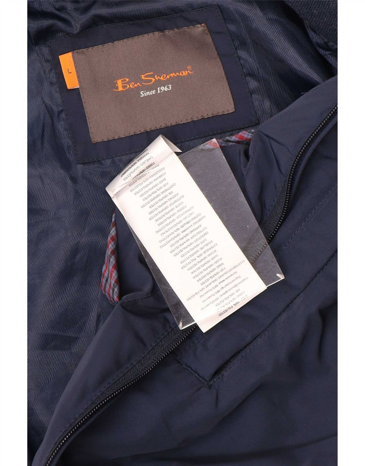 Męska kurtka bomberka Ben Sherman UK 40, duża granatowa, poliestrowa