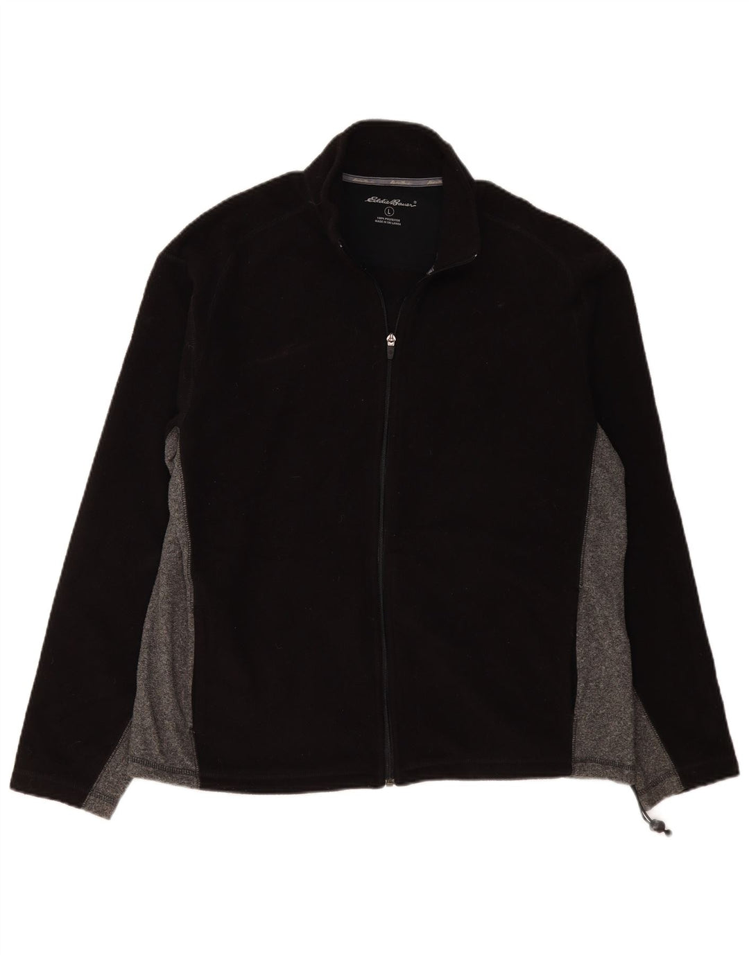 Męska kurtka polarowa EDDIE BAUER UK 40, duża, czarna, z blokami kolorów, z poliestru