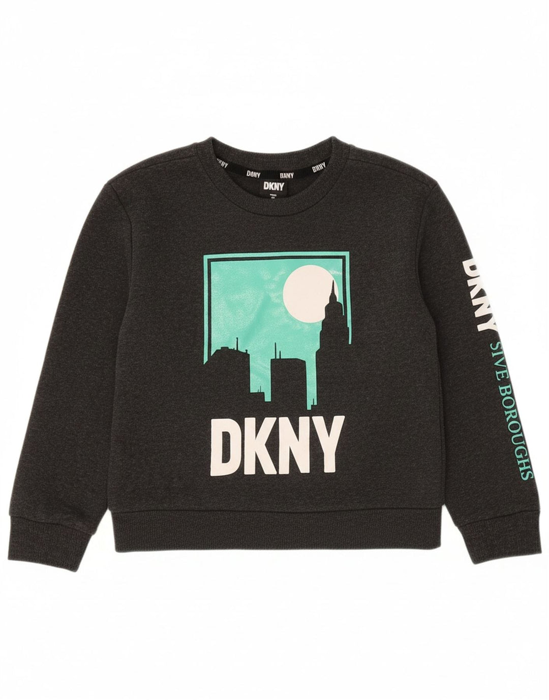 DKNY Boys Graphic Sweatshirt Jumper 4-5 Years Grey Cotton