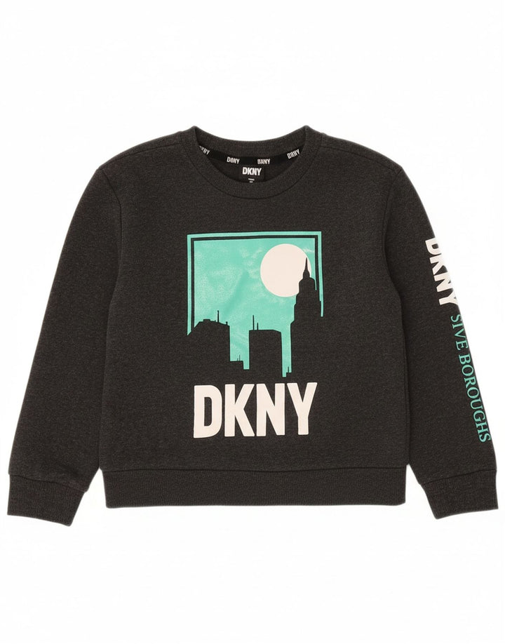 DKNY Boys Graphic Sweatshirt Jumper 4-5 Years Grey Cotton