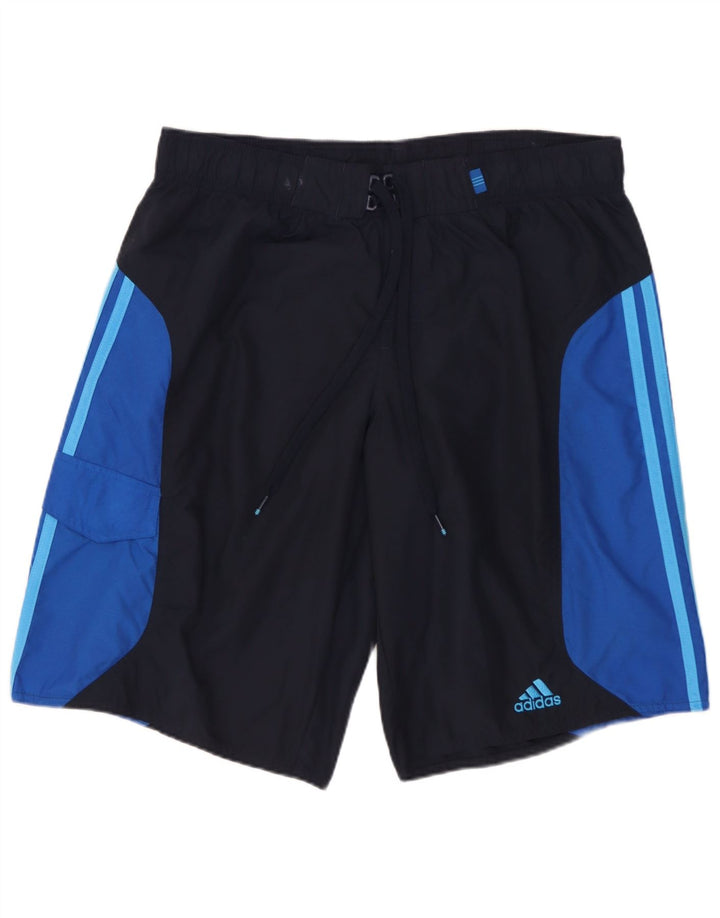 Męskie spodenki kąpielowe Adidas Cargo, średni granatowy nylon z blokami kolorów
