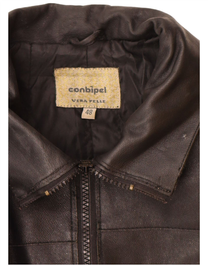 CONBIPEL Damski płaszcz skórzany IT 48 XL Czarna skóra