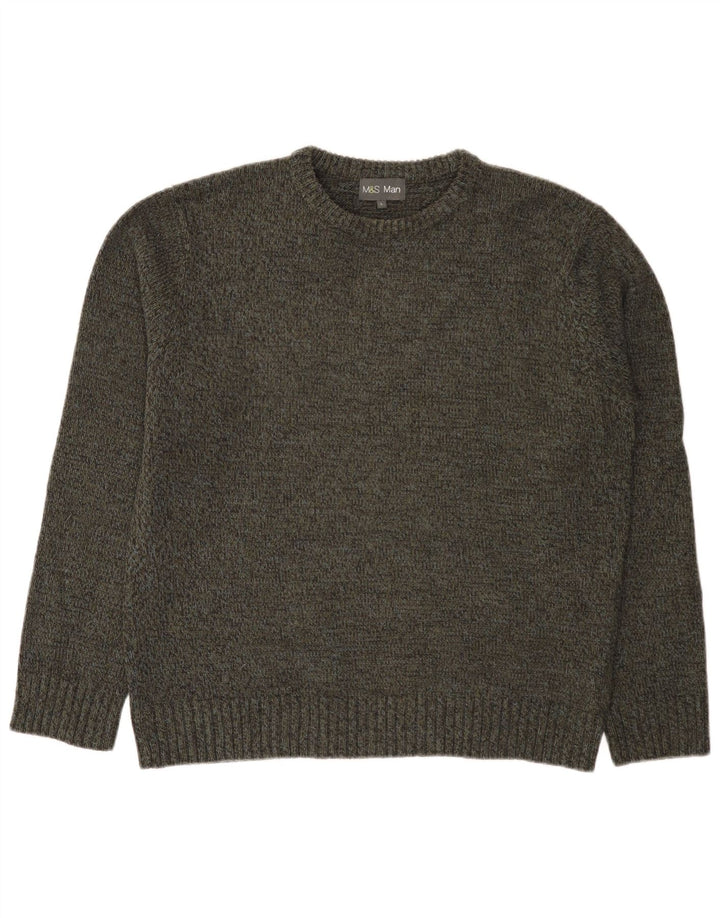 Marks & Spencer Męski sweter z dekoltem w łódkę, duży khaki