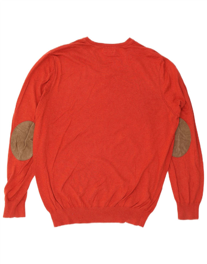 Męski sweter Massimo Dutti z dekoltem w kształcie litery V, 2XL, czerwony, bawełniany
