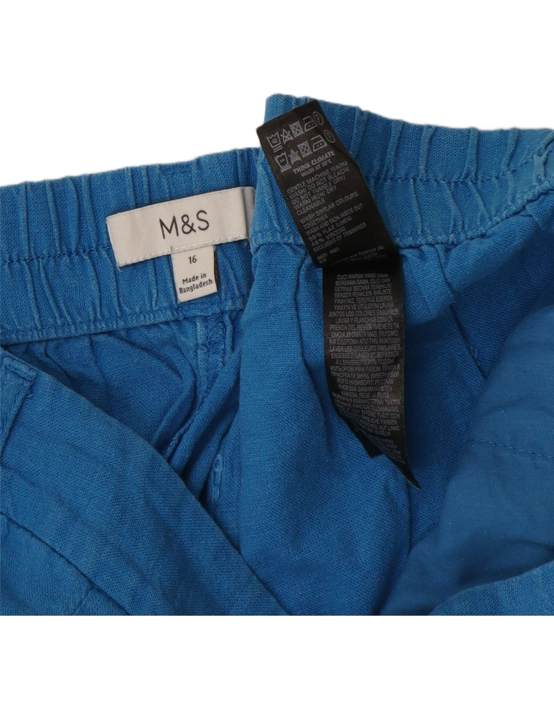Marks & Spencer Damskie spodenki Chino UK 16 Large W38 Niebieskie lniane