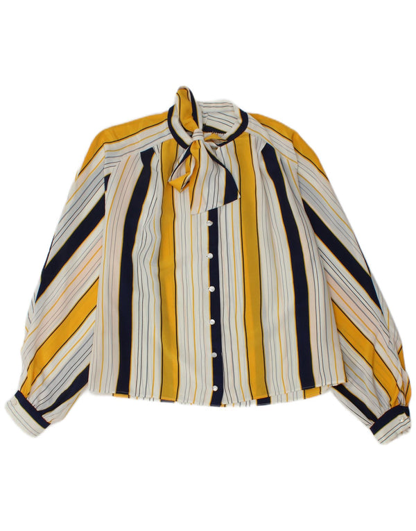 Damska bluzka koszulowa w stylu vintage, wiązana z przodu, UK 14, duże, wielokolorowe paski