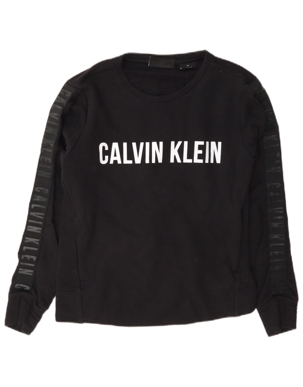 Damska bluza z grafiką Calvin Klein, UK 10, mała, granatowa, bawełniana