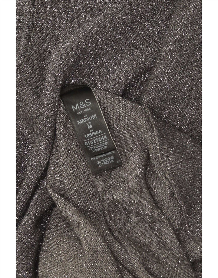 Marks & Spencer Damski sweter z golfem UK 14, średni szary, nakrapiany