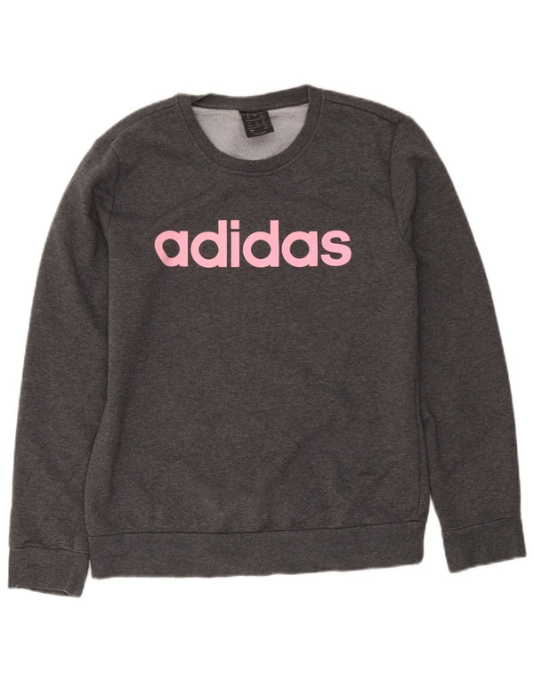 Damska bluza Adidas Graphic Jumper UK 12/14 Średnia szara bawełna