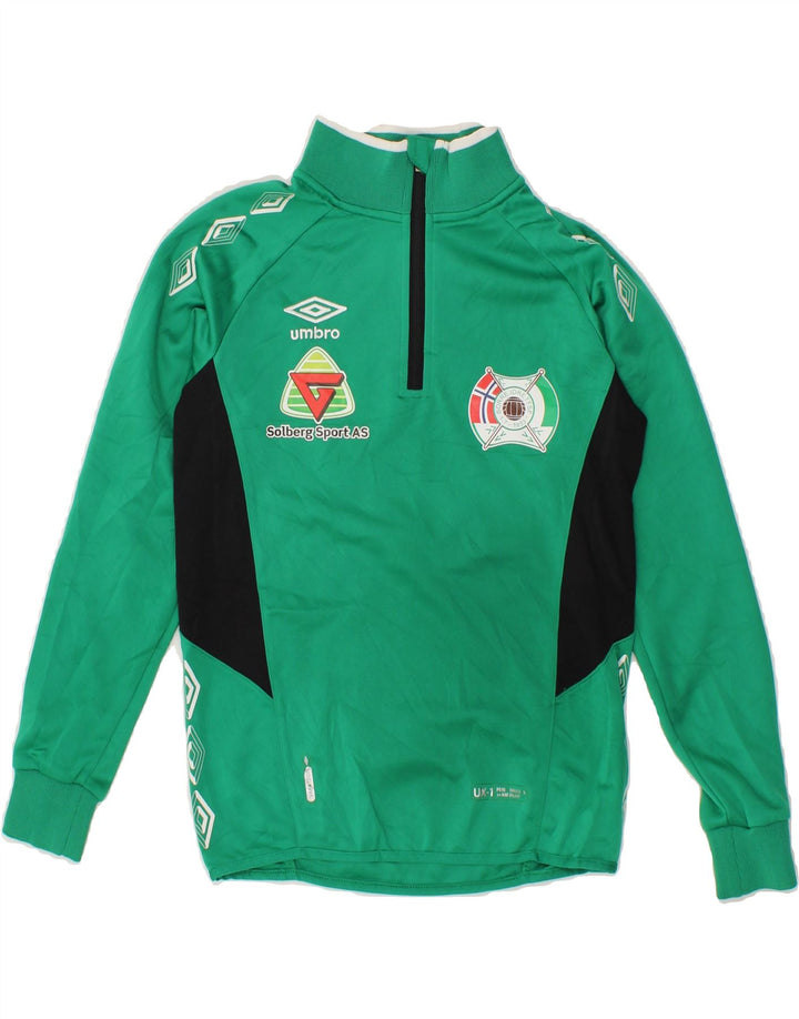 UMBRO Boys Graphic Pullover Tracksuit Top 11-12 Years Green Colourblock Vintage Umbro and Second-Hand Umbro from Messina Hembry 