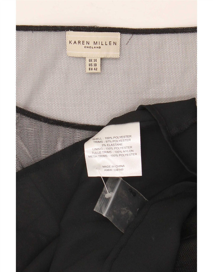 Karen Millen Damska sukienka o linii A bez rękawów UK 14, średni czarny poliester