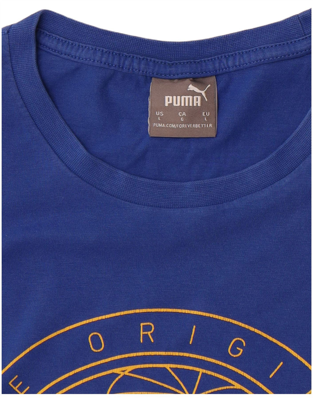 PUMA Mens Graphic T-Shirt Top Large Blue Cotton