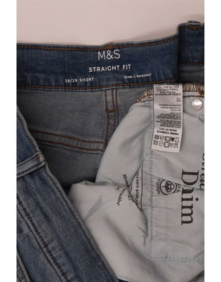 Marks & Spencer Męskie krótkie proste dżinsy W36 L29 Niebieskie bawełniane