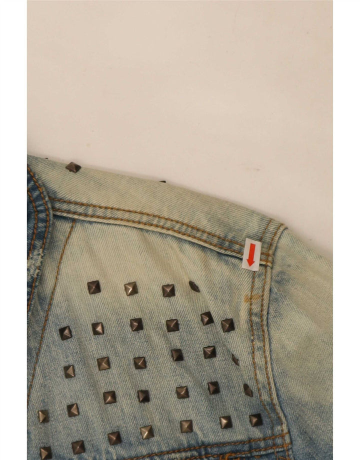 Vintage męska kurtka dżinsowa w trudnej sytuacji UK 42 XL niebieska bawełna