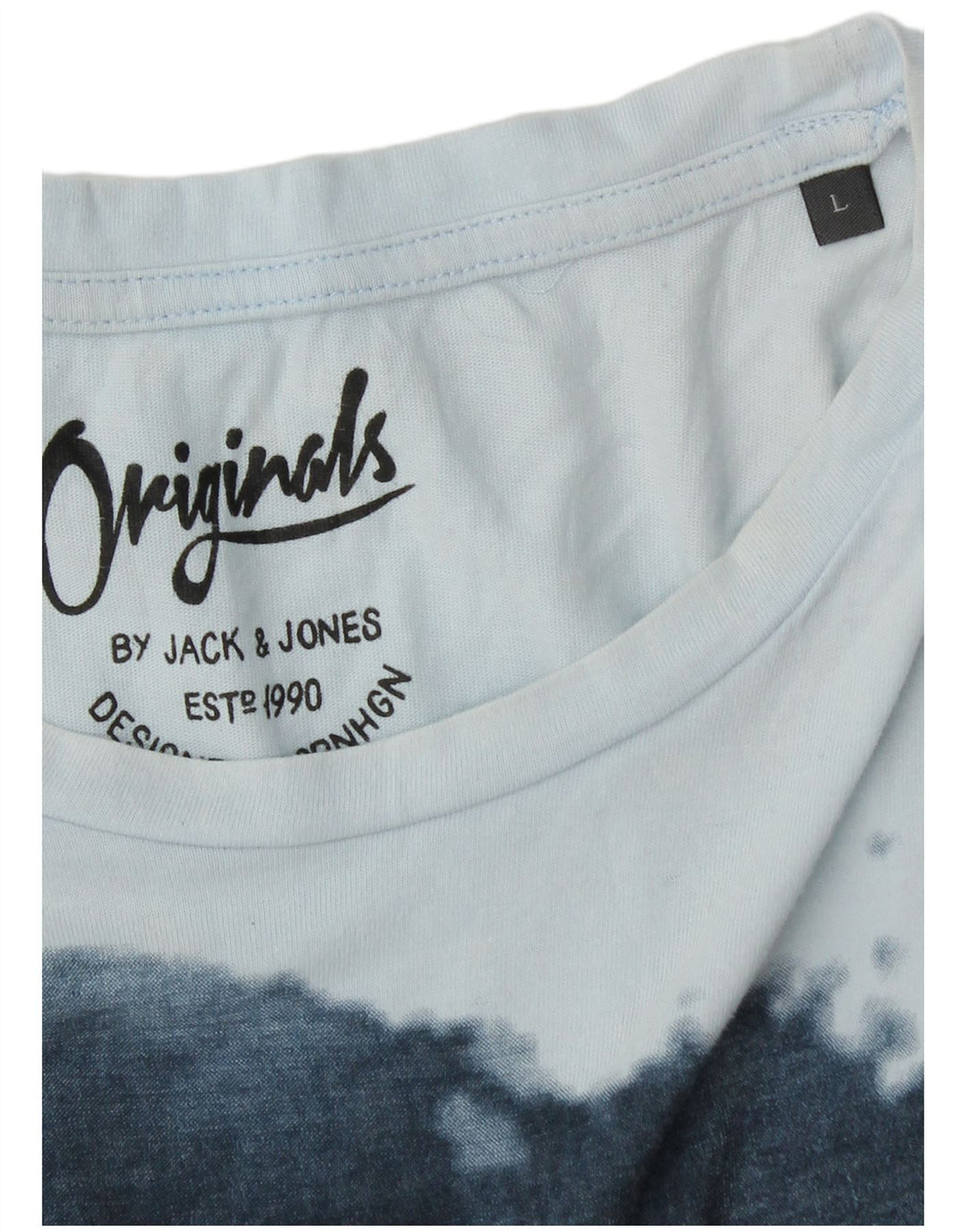 Męska koszulka T-shirt JACK & JONES, duża, niebieska, z blokami kolorów, bawełniana