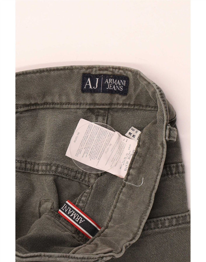 Męskie proste dżinsy Armani W36 L34 Zielone bawełniane