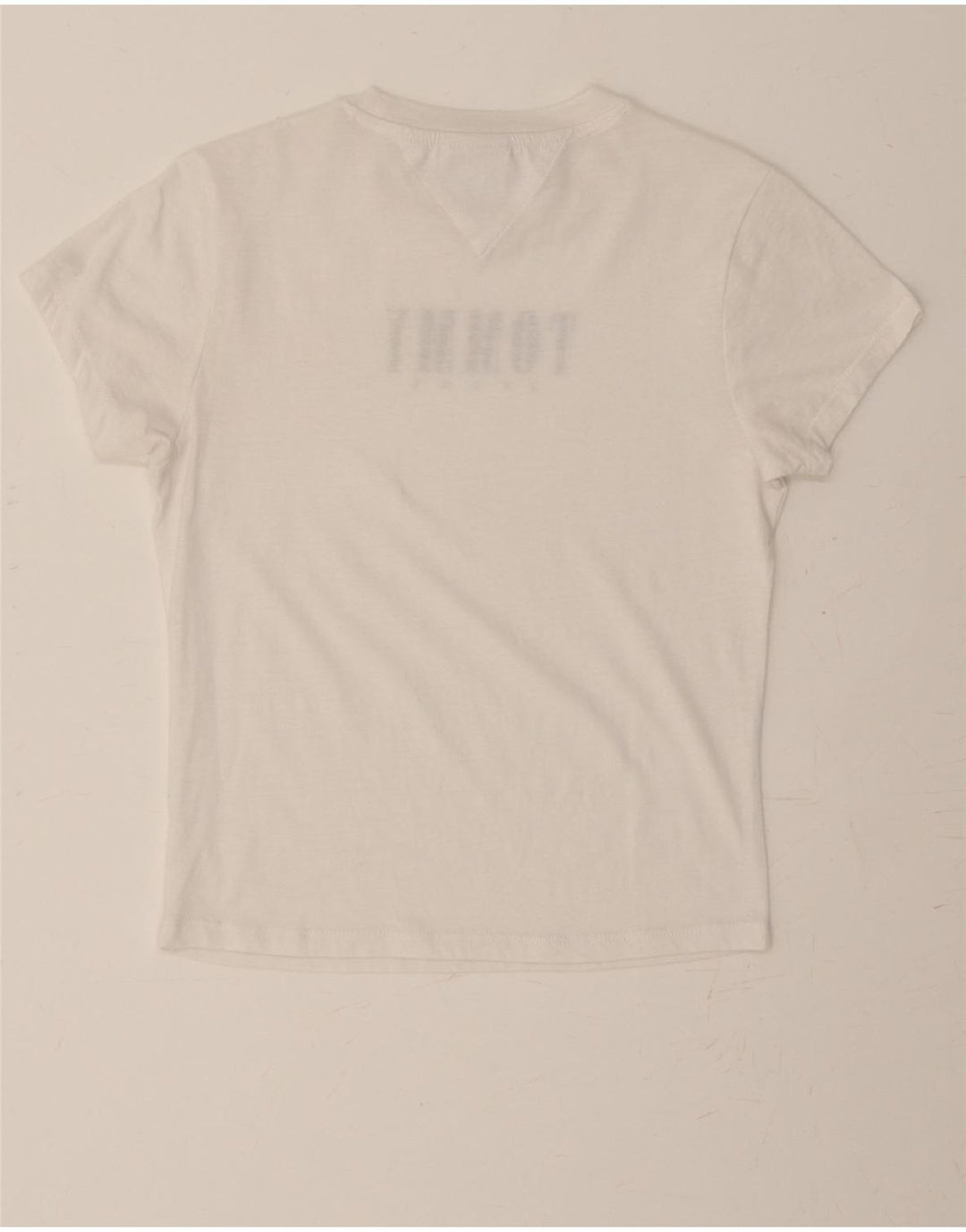 TOMMY HILFIGER Womens Graphic T-Shirt Top UK 12 Medium White Vintage Tommy Hilfiger and Second-Hand Tommy Hilfiger from Messina Hembry 