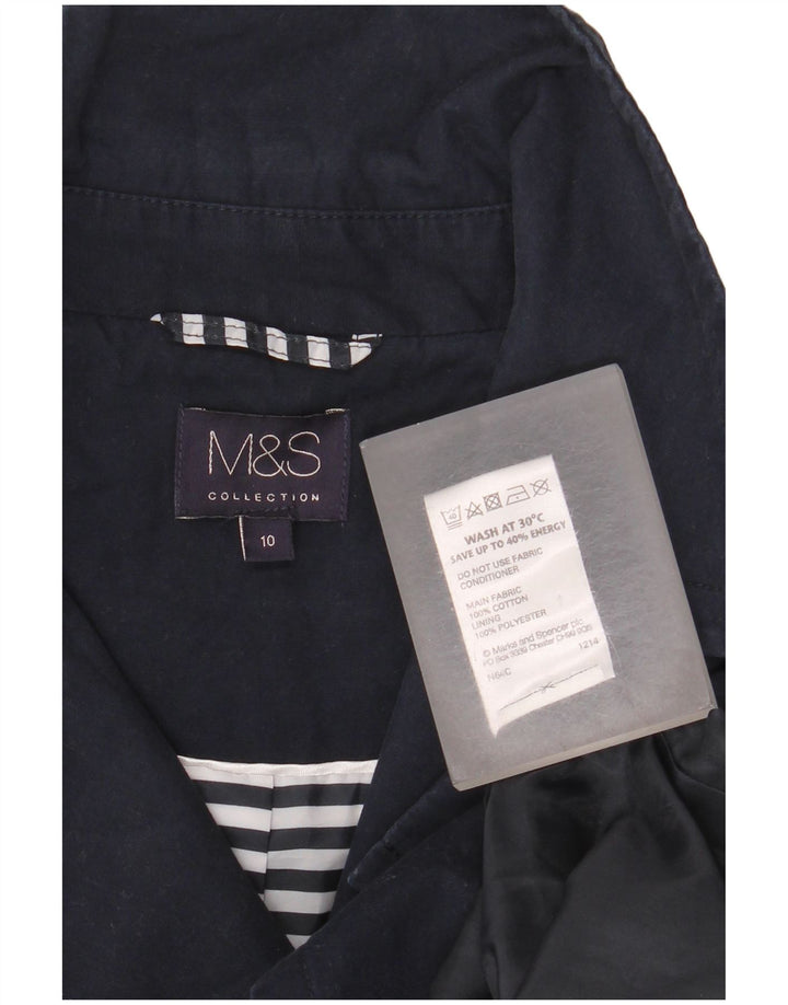 Marks & Spencer Damski płaszcz groszkowy UK 10, mały, granatowy, bawełniany
