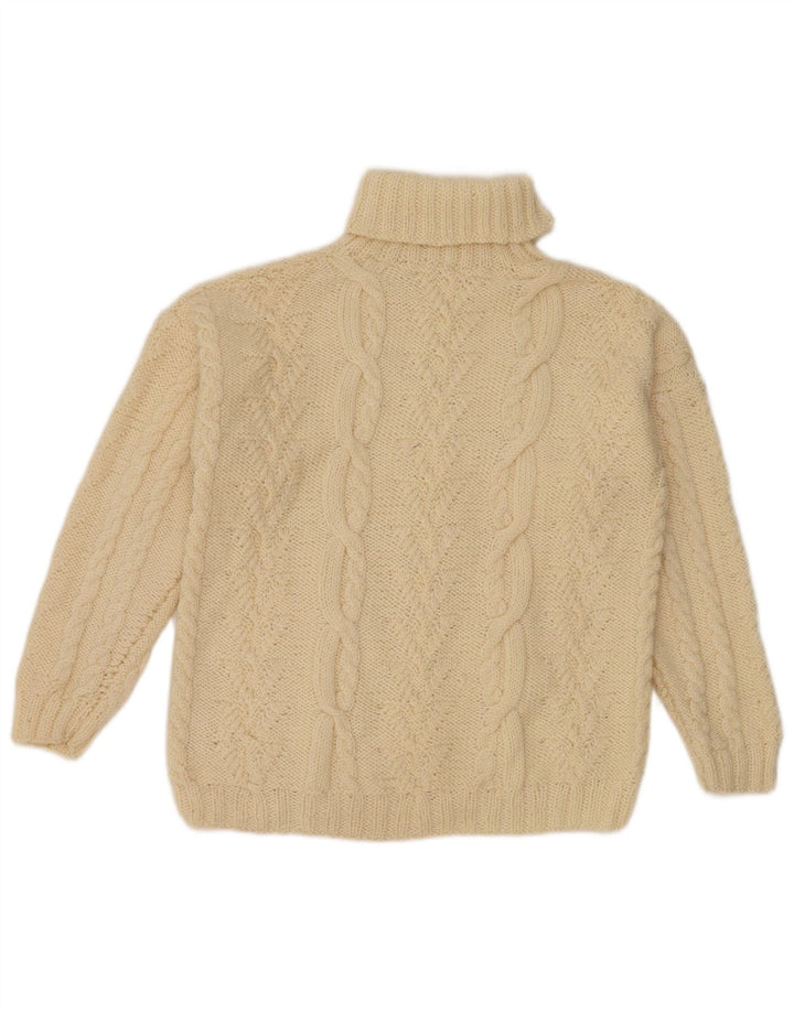Vintage damski sweter z golfem UK 12 średni złamanej bieli