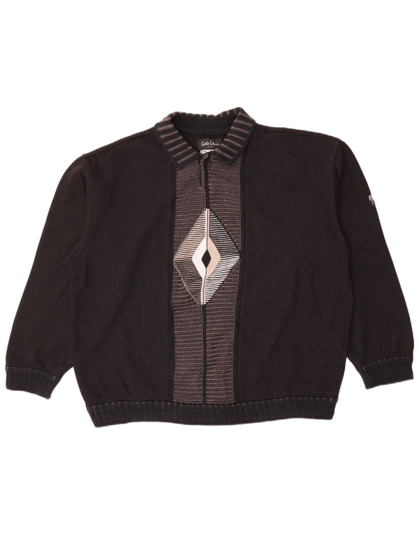 Carlo Colucci Męski sweter polo XL Czarny Argyle/Diamentowa bawełna