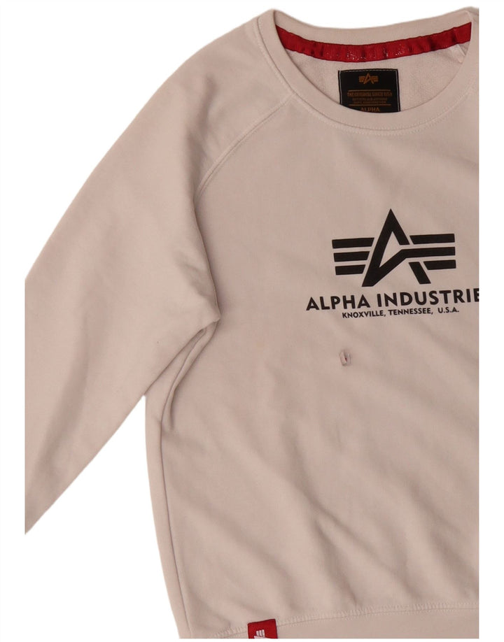 Męska bluza z grafiką ALPHA INDUSTRIES, sweter XS, biały