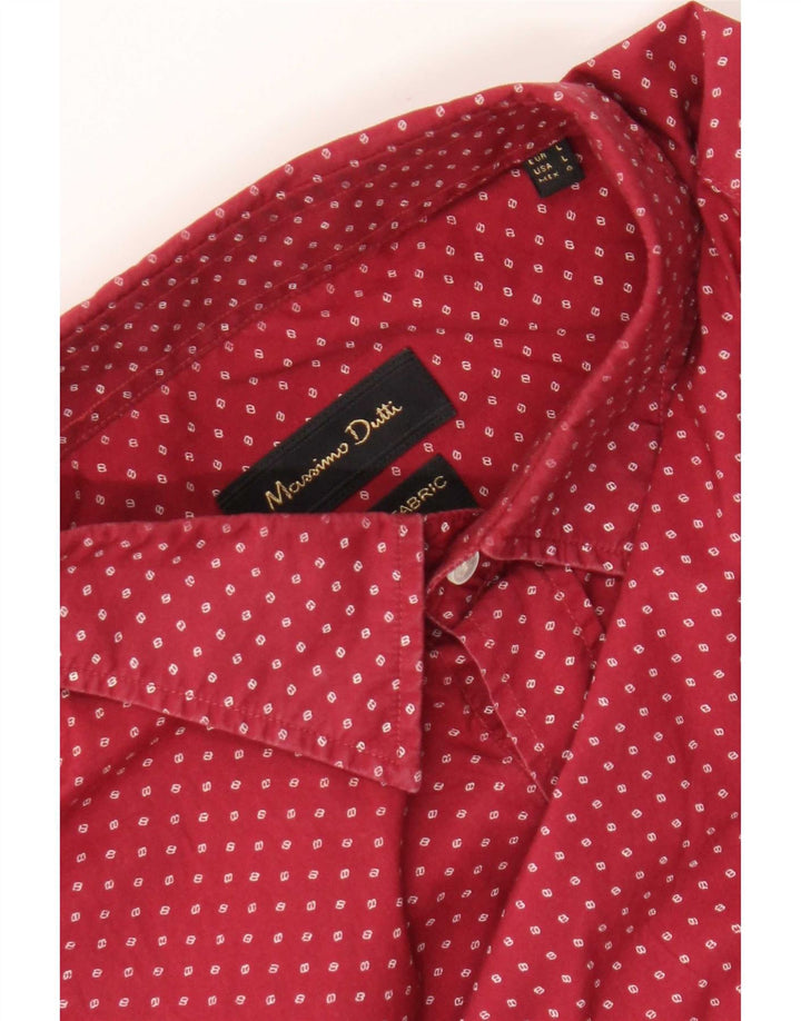 Koszula męska Massimo Dutti, duża, bordowa w cętki