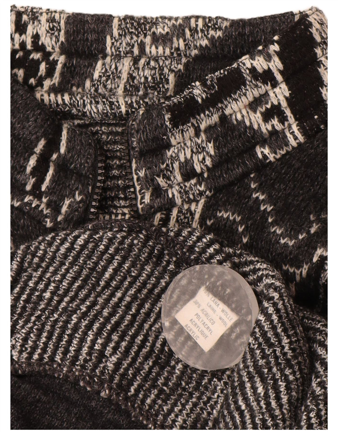 Sweter damski w stylu vintage, UK 18 XL, czarna, geometryczna wełna