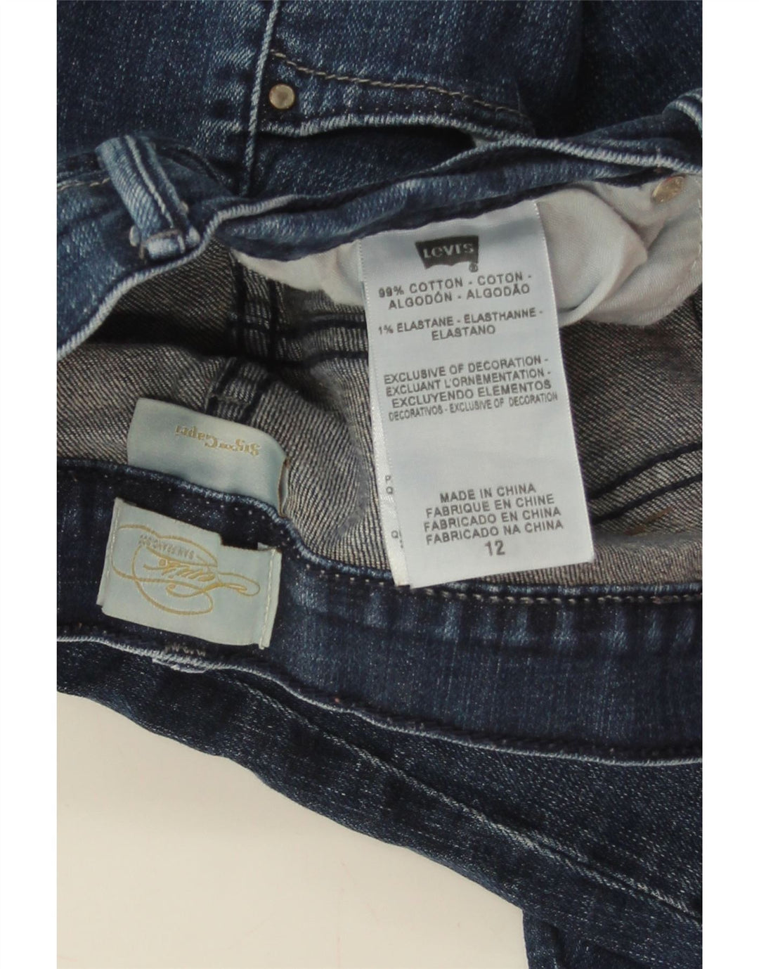 Damskie jeansy Capri LEVI'S US 12 Large W32 L19 Granatowa bawełna