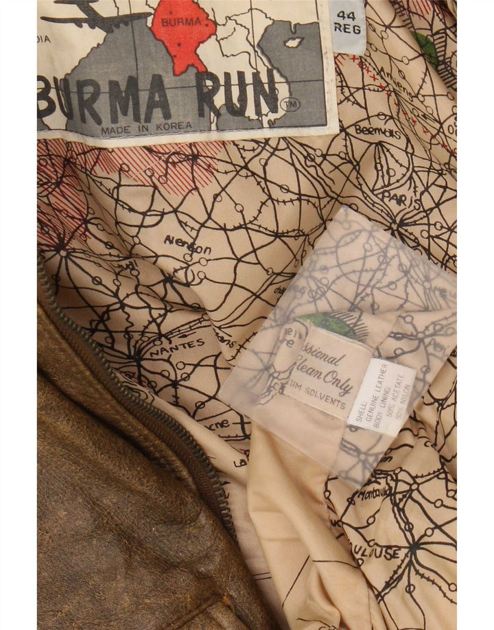Vintage męska skórzana kurtka wojskowa IT 44 XS brązowa