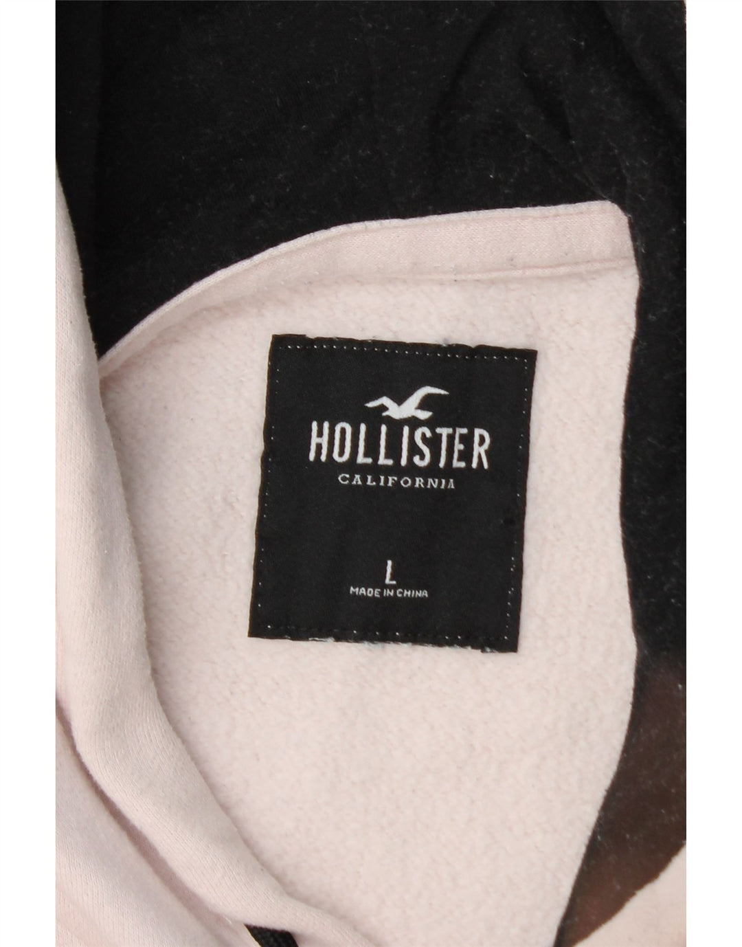 HOLLISTER Męski sweter z kapturem i grafiką, duży, biały, bawełniany w bloki kolorów