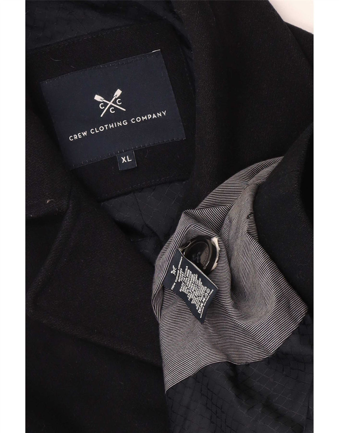 Crew Clothing Męski dwurzędowy płaszcz UK 42 XL Granatowa wełna