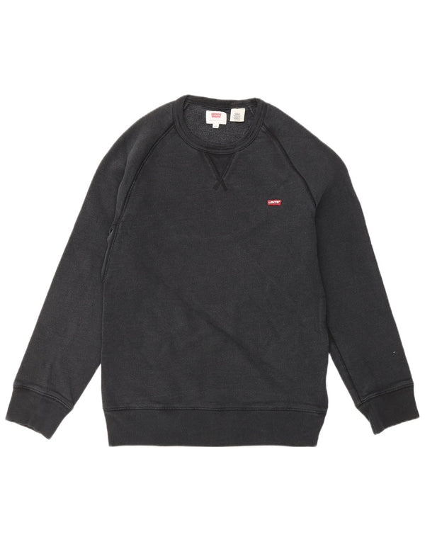 LEVI'S Womens Oversized Sweatshirt Jumper UK 6 XS Black Cotton