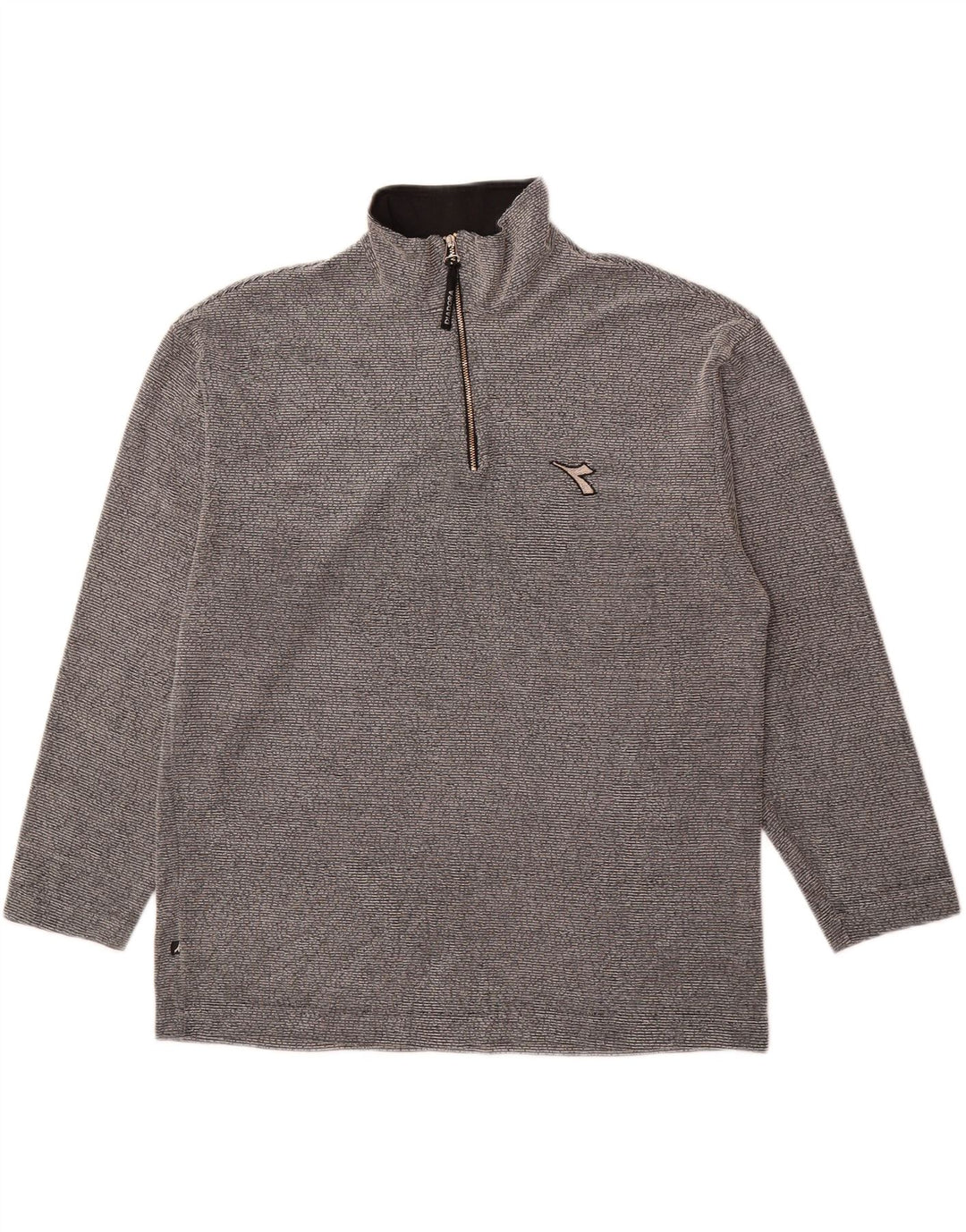 DIADORA Mens Zip Neck Top Long Sleeve Large Grey Pinstripe Vintage Diadora and Second-Hand Diadora from Messina Hembry 