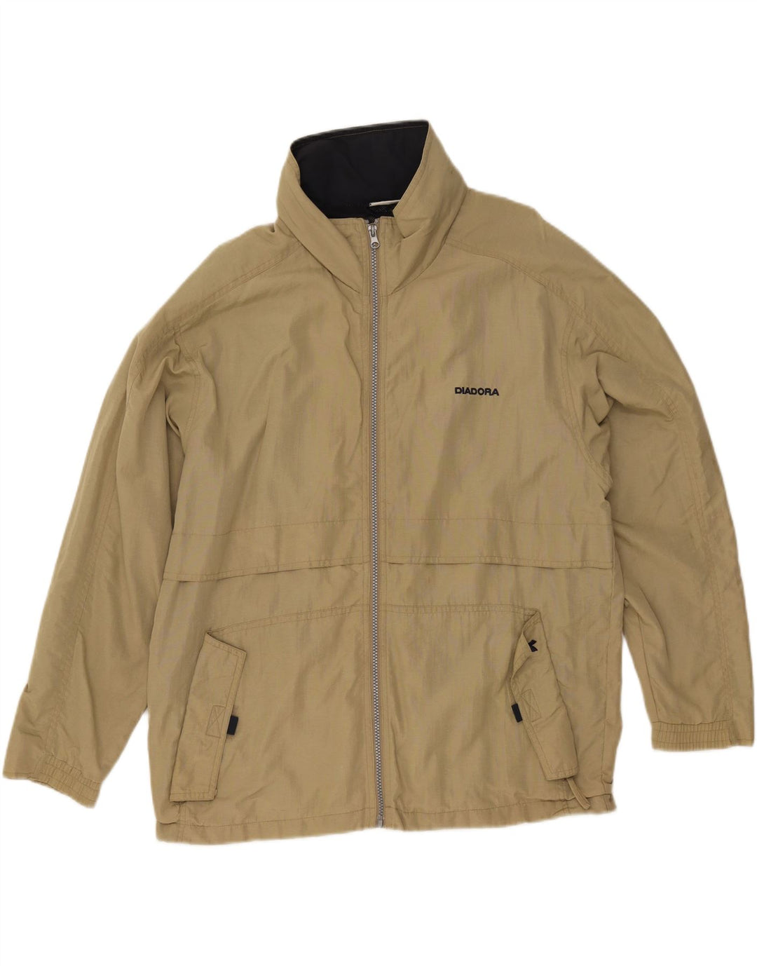 DIADORA Womens Hooded Rain Jacket UK 18 XL Khaki Polyamide Vintage Diadora and Second-Hand Diadora from Messina Hembry 