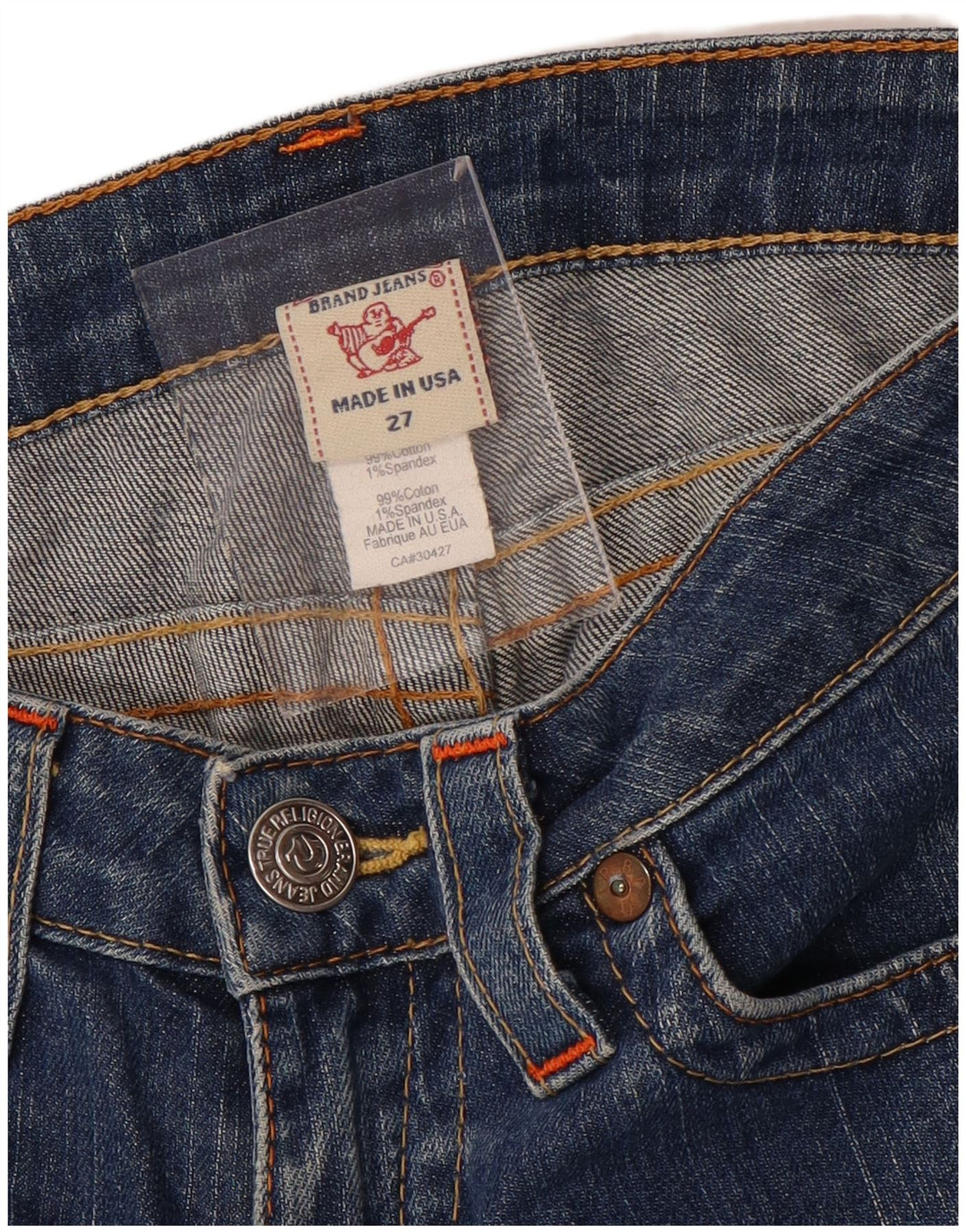 Damskie proste dżinsy True Religion W27 L30 Niebieskie bawełniane